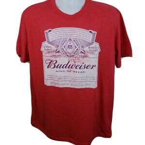Official Anheuser Budweiser Logo King Of Beers Red Tshirt Size XL